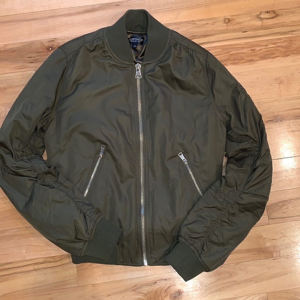 Topshop Dark Green Bomber Jacket